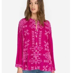 Johnny Was Embroidered Ellen Velvet Tunic Top  medium / large